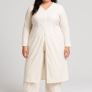 Two-Piece White Kurta + Pant Set – Size 1X